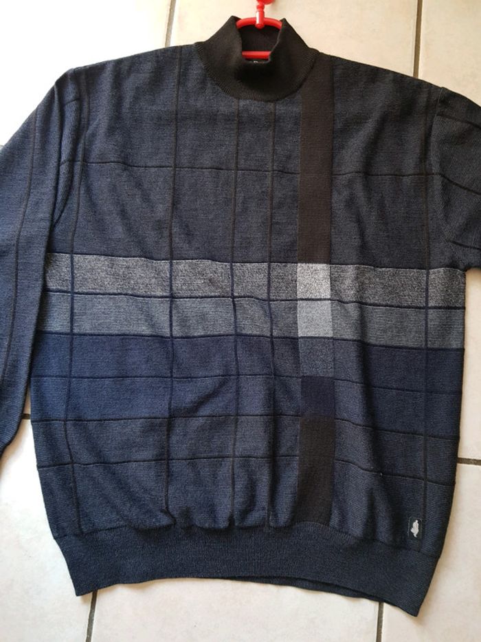 Pull homme col haut, 50% laine