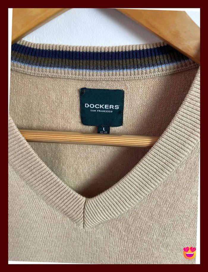 👕 Pull Dockers – Taille L – Beige – 100 % coton – Homme - photo numéro 4