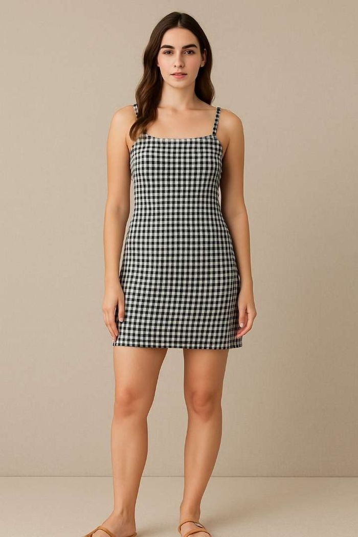Robe à carreaux noir et blanc – Robe Vichy – Taille L – Jennyfer
