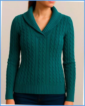 Pull col roulé Femme avec Torsade L.L. Bean Turquoise Taille XS