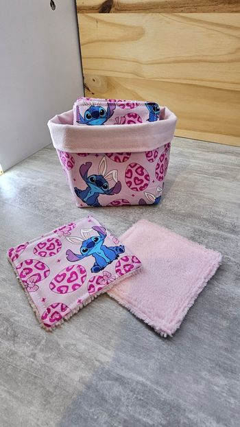 Petit panier de 7 lingettes lavables Stitch
