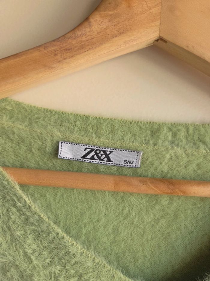 Pull doux vert Z&X - taille S/M - photo numéro 3