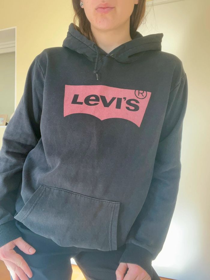 Sweat à capuche Hoodie pull levis noir - photo numéro 5