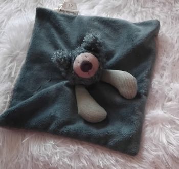 Doudou carré plat bleu vert pétrole ours - Moulin Roty