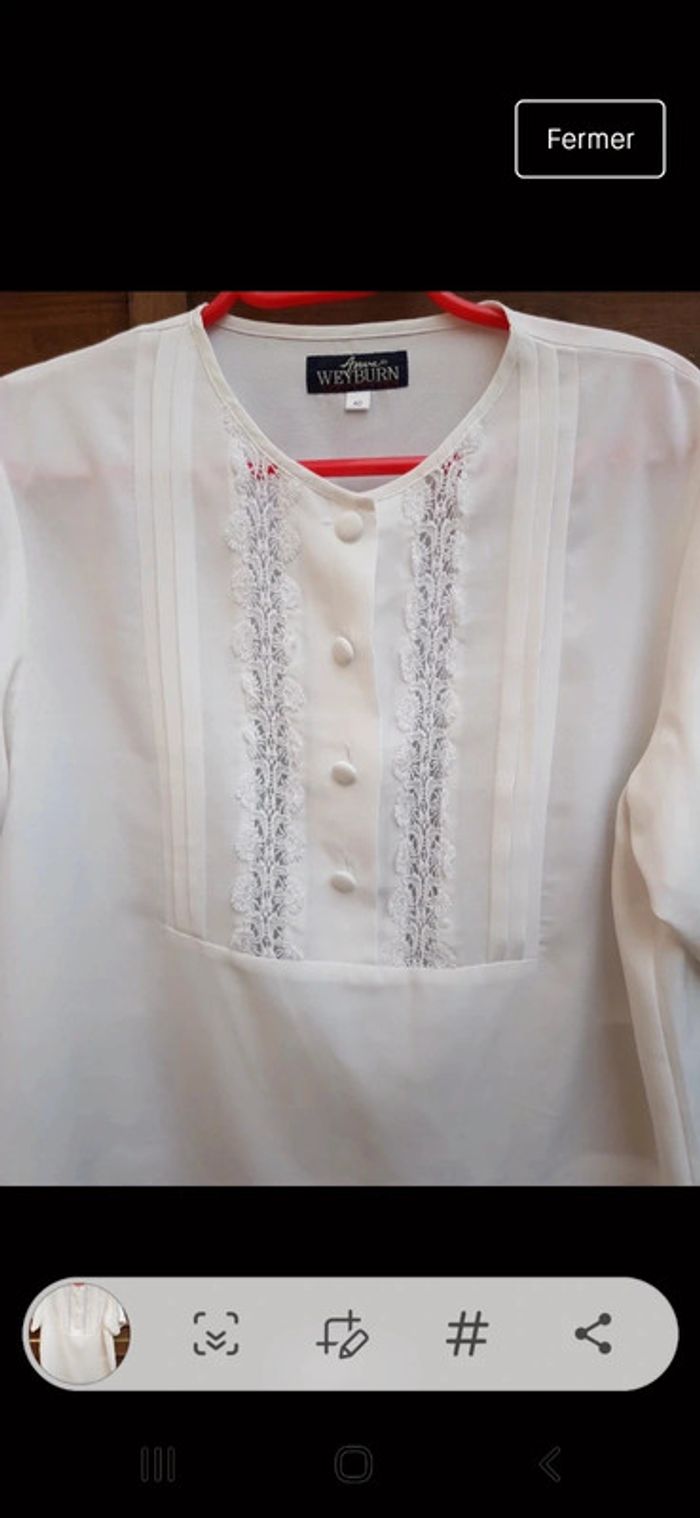 Blouse femme blanche avec de la dentelle - photo numéro 2