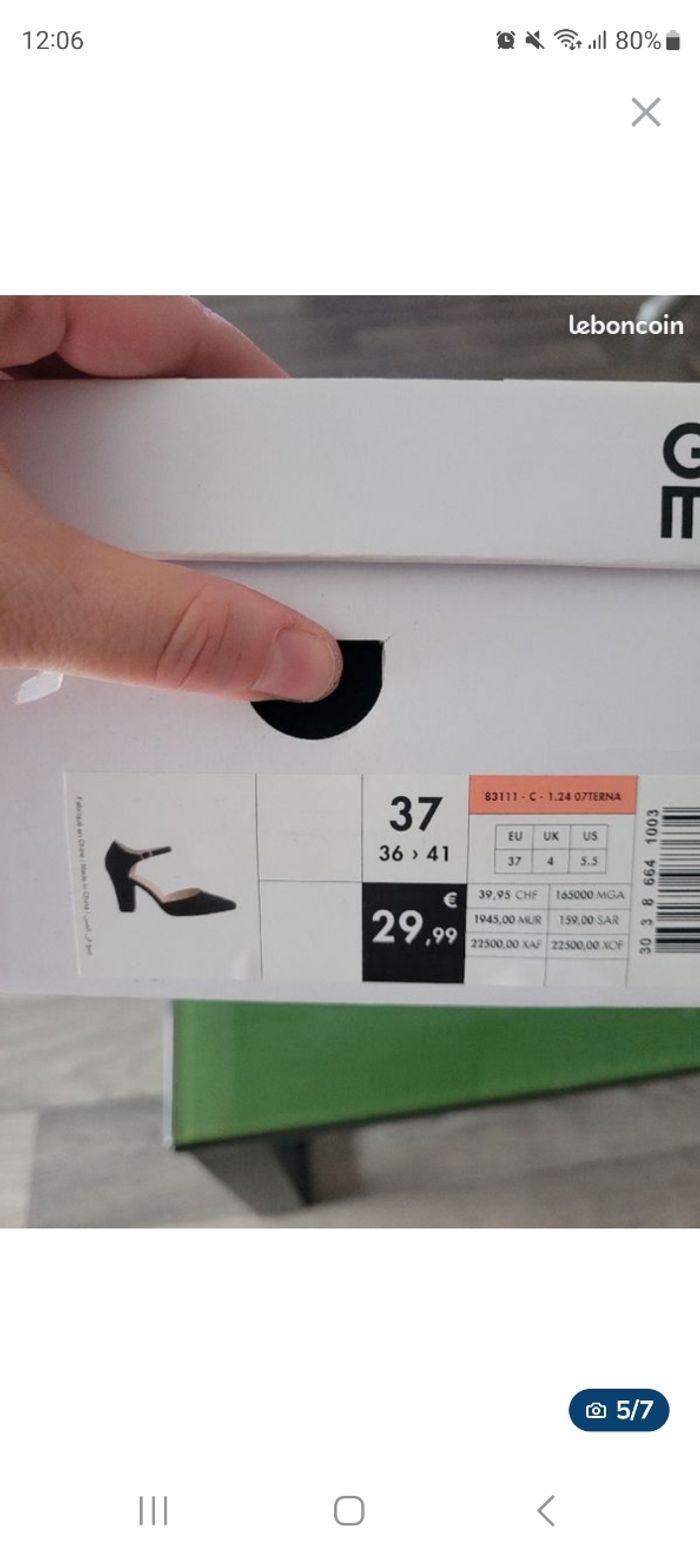 Paire d'escarpin noir à talon Gémo-Pointure 37 - photo numéro 5
