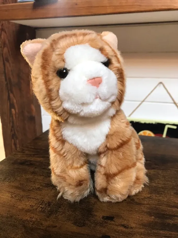 Peluche Chat chaton Roux et blanc en TBE