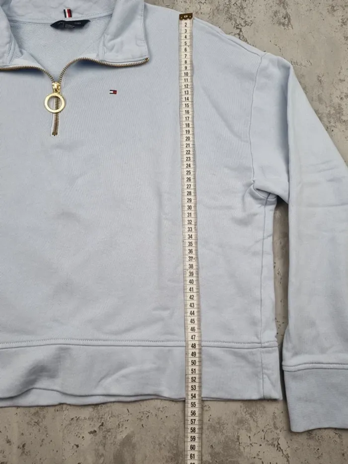 Sweat 1/4 zip Tommy Hilfiger bleu – Taille S Femme (mesures en photos) - photo numéro 5