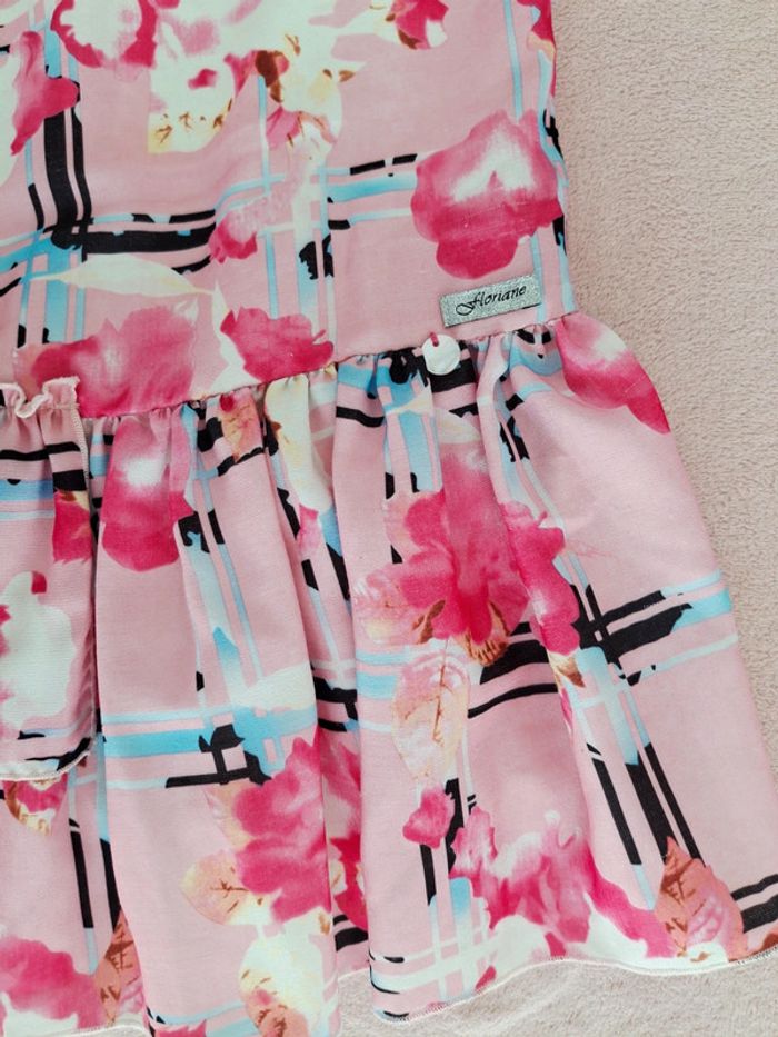 Robe à bretelles et volants Floriane 6 ans rose clair motifs fleurs - photo numéro 2