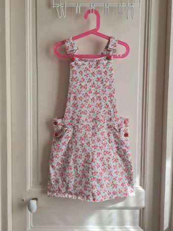 Salopette Jupe Rose à fleurs en jean DPAM taille 12 ans