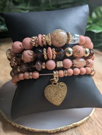 Lot de 4 bracelets perles roses tendance