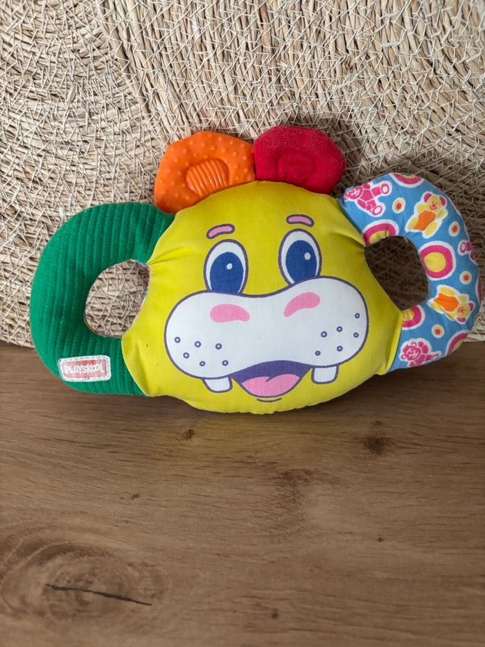 Vintage peluche hochet poignées hippopotame playskool