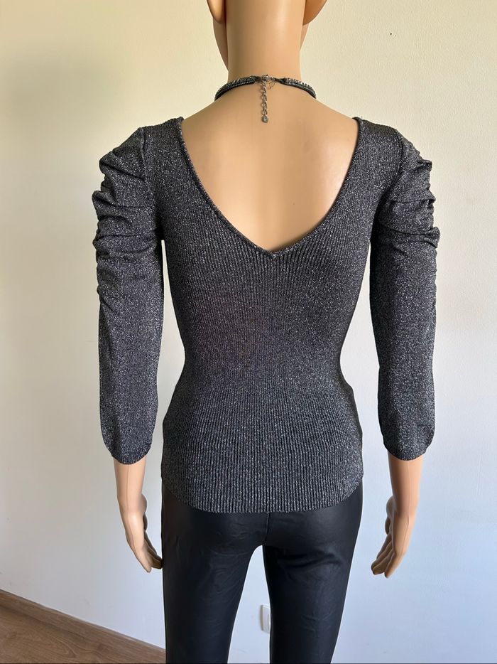 Pull argenté pailleté Morgan taille M comme neuf - photo numéro 5
