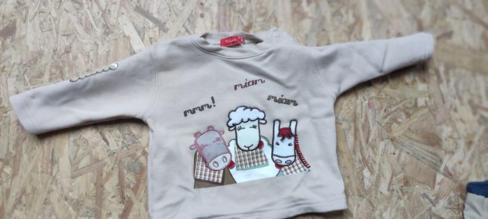 Pull garçon beige animaux de la ferme 6 mois taissaia - photo numéro 2