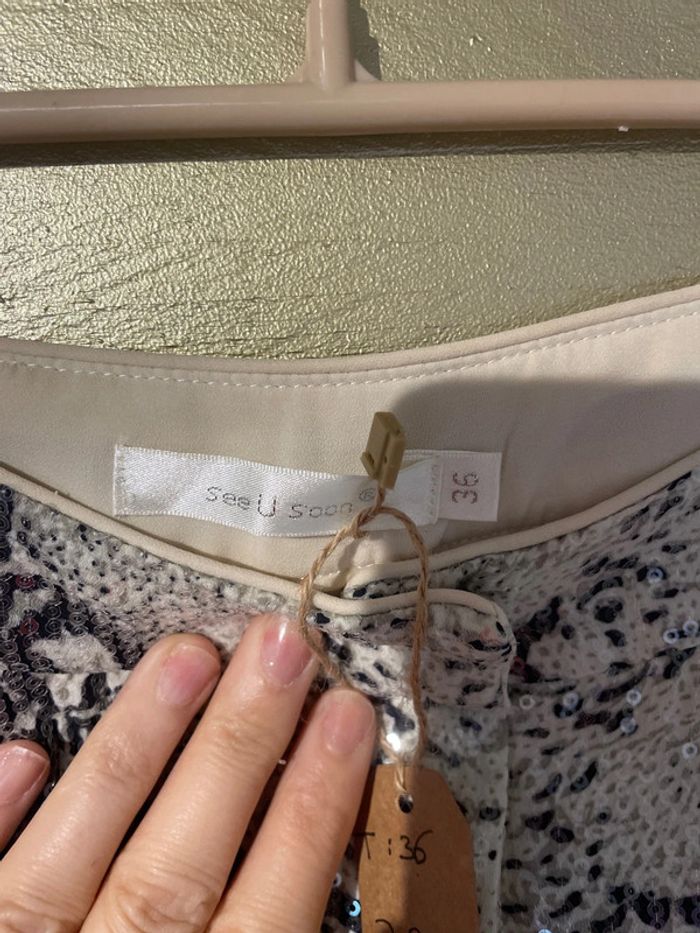 Pantalon imprimé python à sequins See U Soon taille 36 - photo numéro 5