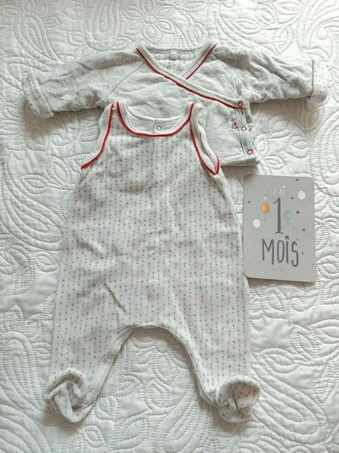 Ensemble grenouillère et gilet Petit Bateau 1 mois