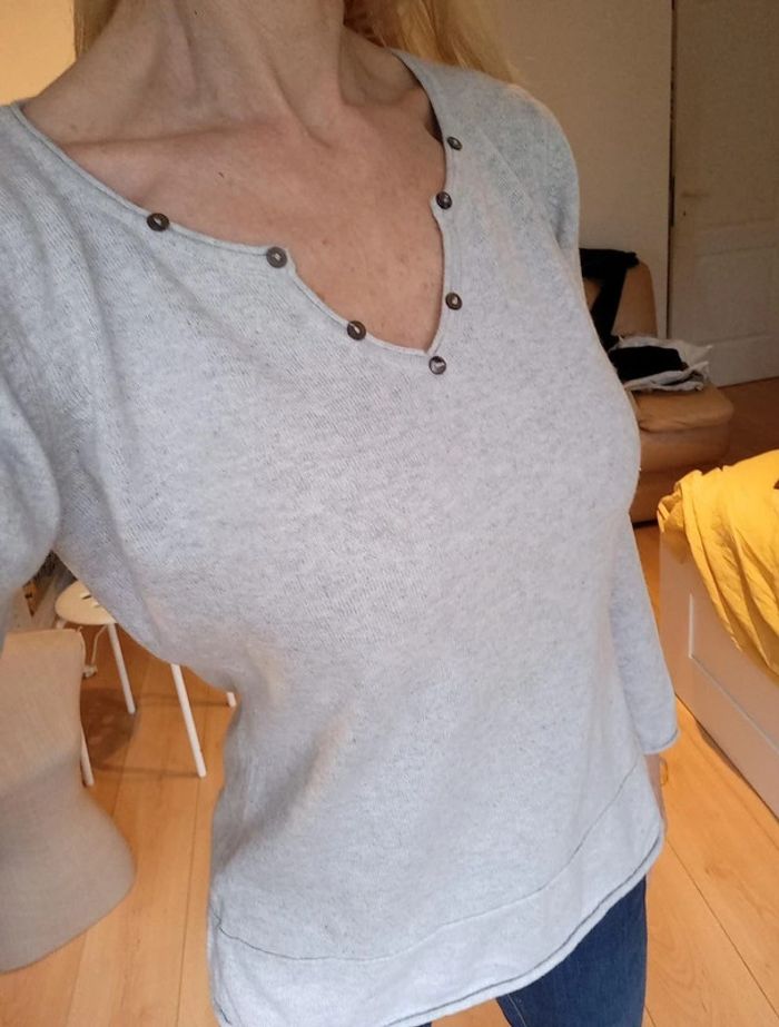 It Hippie pull maille gris clair t.S tb état - photo numéro 3