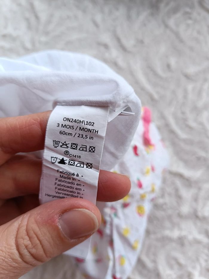 Robe bretelles été + body intégré Fille 3 mois Fruits Smiley Baby 100% coton - photo numéro 8