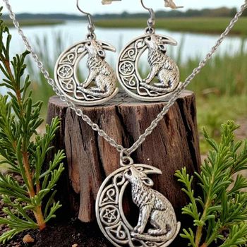 Parure Loup & Lune – Inox Platine