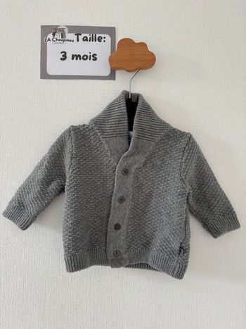 Gilet gris maille - taille 3 mois 🌼