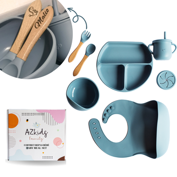 Coffret naissance Set Repas Bébé - Vaisselle Enfant -Coffret repas assiette ventouse