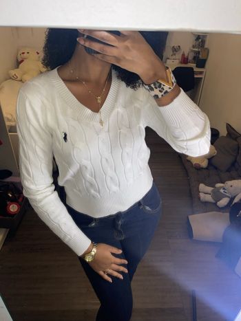 Pull Ralph Lauren torsades blanc