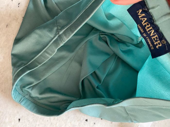 Pantalon satiné évasé vert pastel vintage Mariner M - photo numéro 3