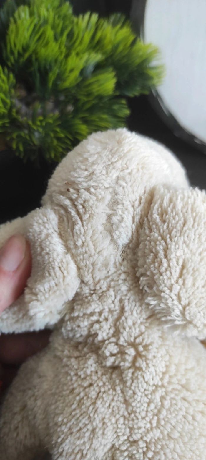 peluche chien marron beige écru noir Noukie's amtoys ancienne vintage couché - photo numéro 4