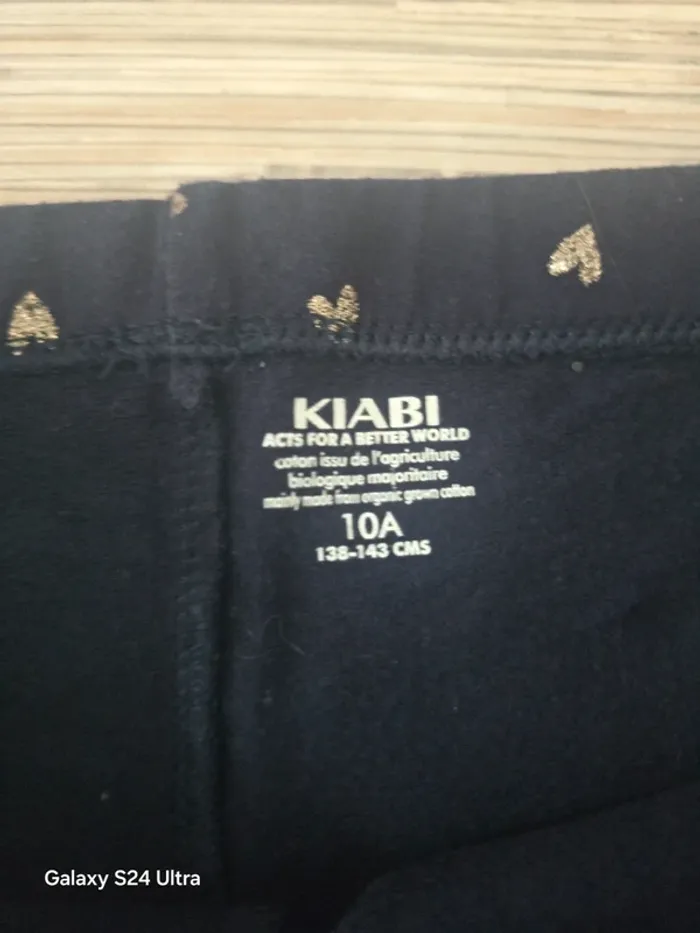 Legging bleu marine motifs coeurs doré - Kiabi - Taille 10 ans - photo numéro 3