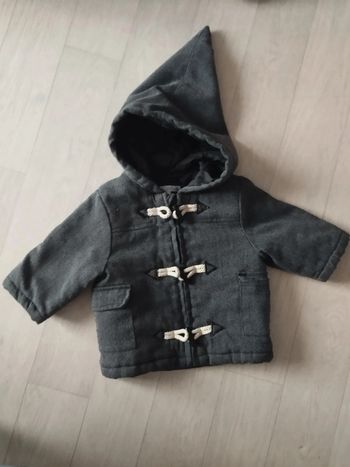 Manteau garçon gris capuche 6mois