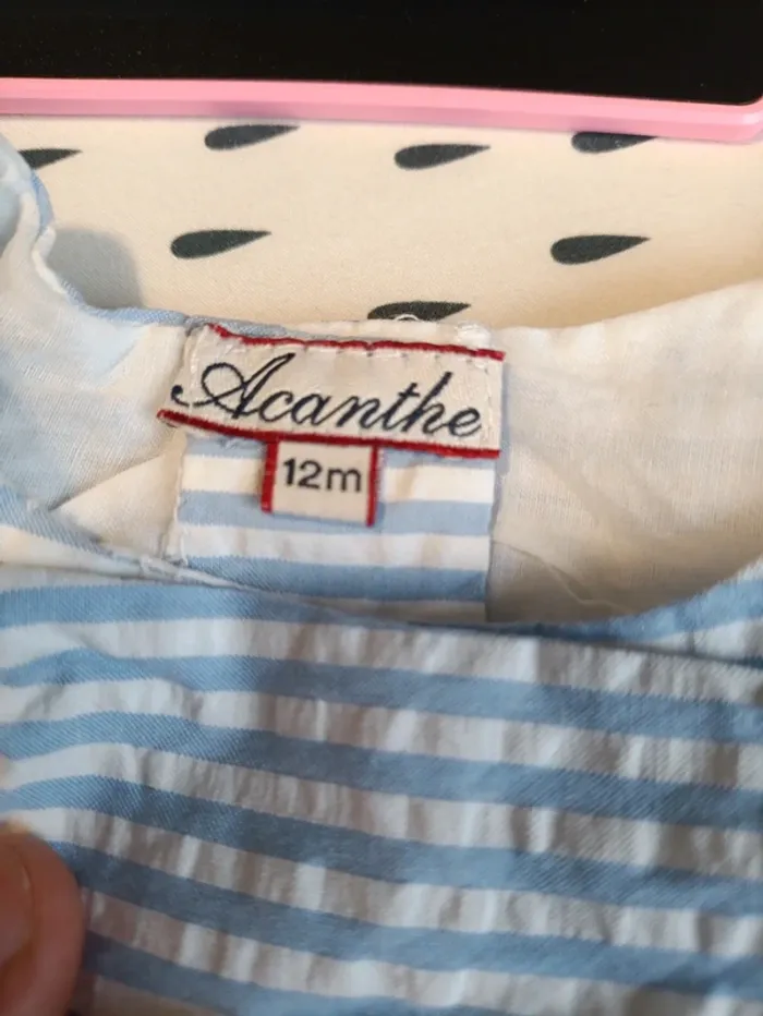 Petite robe rayée coton Acanthe neuve 12 mois - photo numéro 2