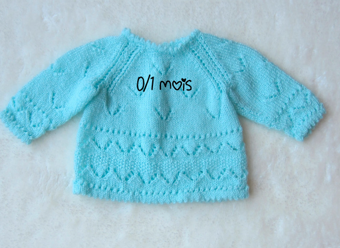 Brassiere/pull tricot 0/1 mois - Fait Main