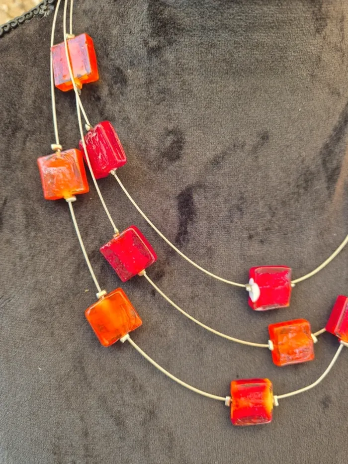 Collier Fantaisie Multirangs Orange - photo numéro 3