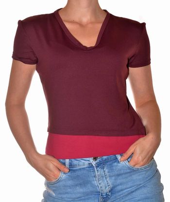 💜 T-shirt ajusté violet rose col V  taille 40 💜