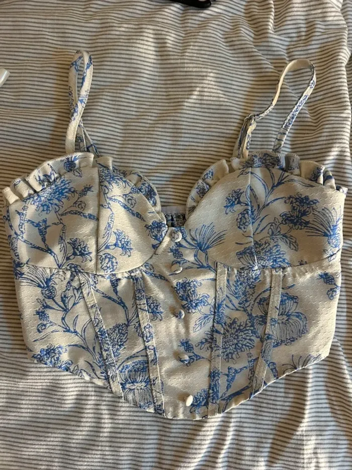 Top blanc et bleu Shein - photo numéro 4