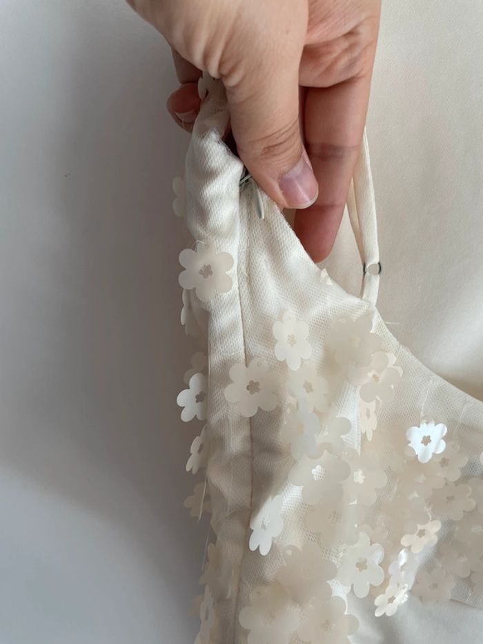 Body écru sequins fleuris Zara T.XS - photo numéro 5