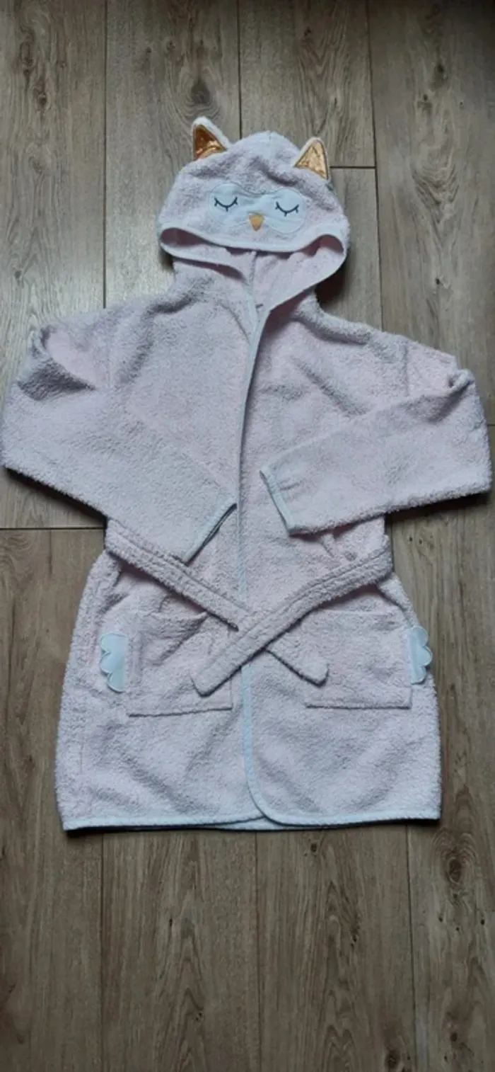 Peignoir de bain vertbaudet rose "licorne" 10 ans