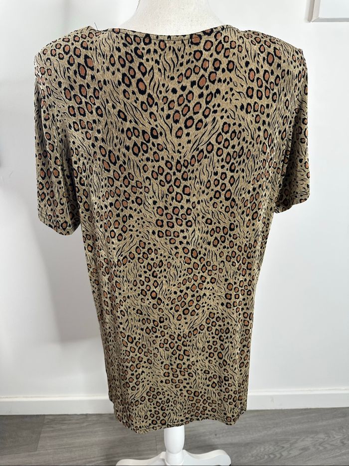 Blouse oversize leopard marron et beige Vintage T46 3XL - photo numéro 8