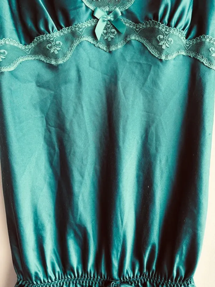 Pyjama combishort soie vert - photo numéro 4