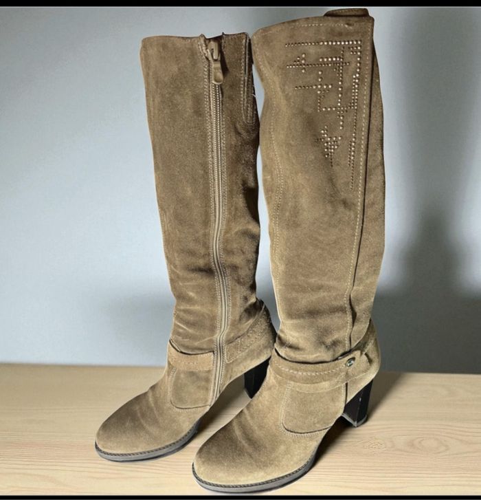 Botte à talon en daim nero giardini - photo numéro 5