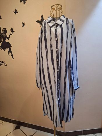 Robe chemise bleue imprimée