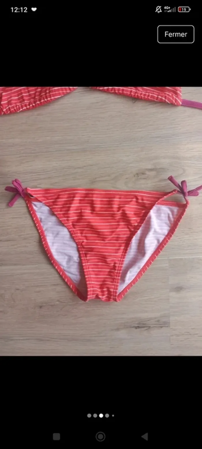 Maillot de bain 2 pièces rayé corail du pareil au même 12 ans - photo numéro 3