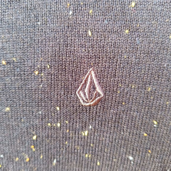 Pull légèrement col V Volcom Neuf taille S Bleu marine tacheté logo brodé Gris - photo numéro 8