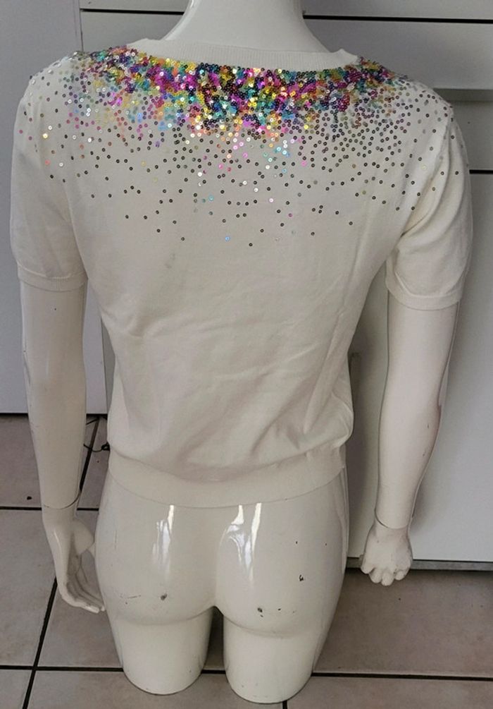 Pull demi manches à sequins - photo numéro 5