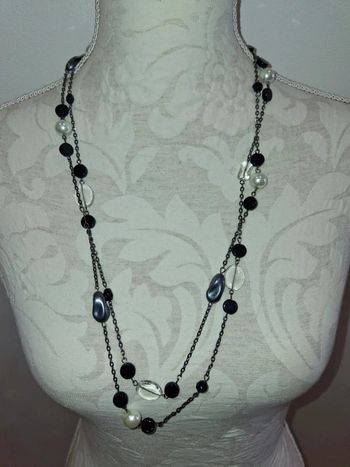 Collier noir argenté et transparent vintage