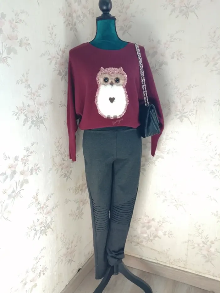 Legging épais gris foncé à reliefs sur genoux / gémo / (L)