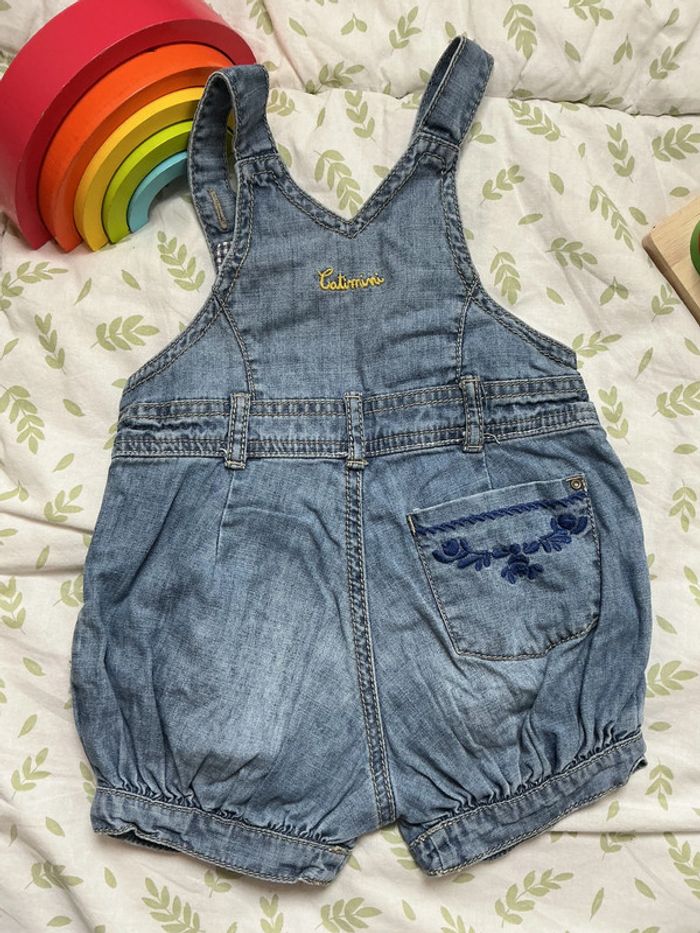 salopette short en jean bleu 12 mois catimini - photo numéro 6