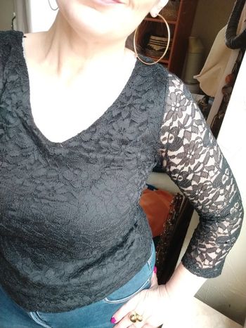 Pull Lady Blush taille S noir avec dentelle