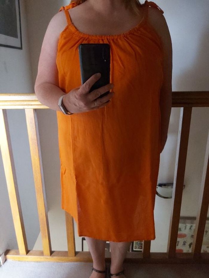 Robe en lin/coton orange T.42 - United Colors of Benetton