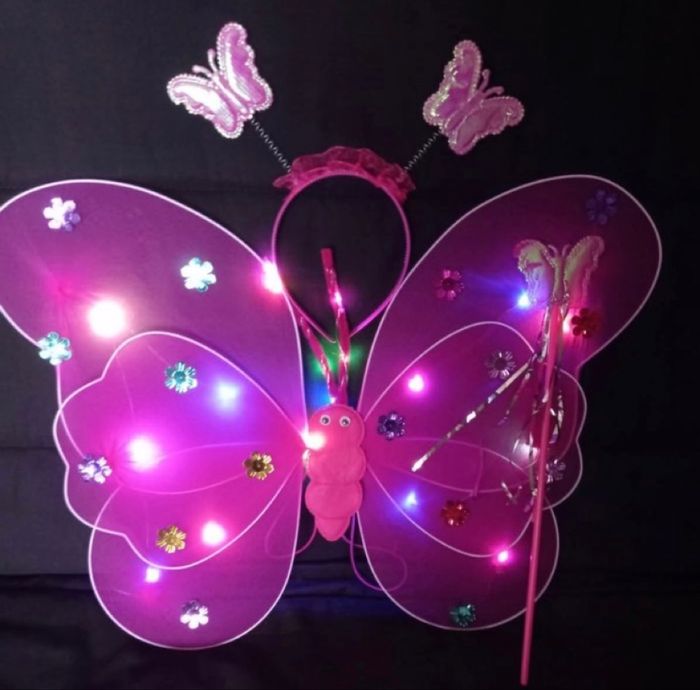 Deguisement papillon rose fushia LED 3-6ans - photo numéro 3